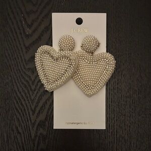 J. Crew Pearl Heart Earrings